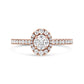 18K Rose Gold 1/2 Cttw Composite Marquise Composite Diamond Oval Shaped Halo Engagement Ring (F-G Color, VS1-VS2 Clarity) - Ring Size 7