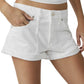 Shorts jeans Free People Beginner's Luck Slouchy Roll Cuff, branco, tamanho 29