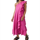 Vestido Elisa Cotton com babados e um ombro só, rosa, tamanho XS, da Free People