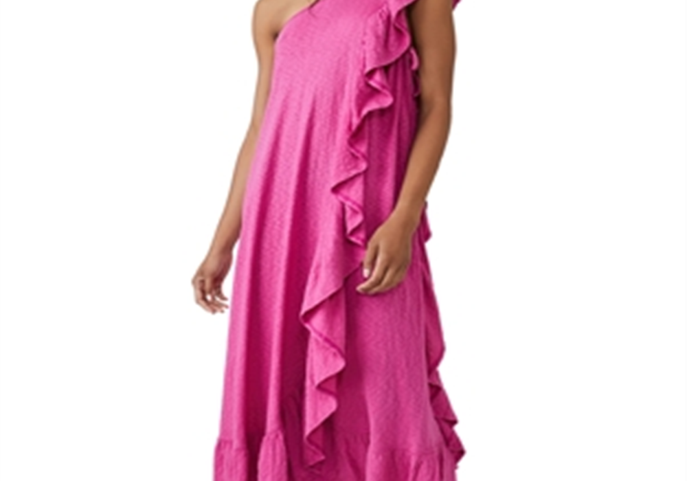 Vestido Elisa Cotton com babados e um ombro só, rosa, tamanho XS, da Free People