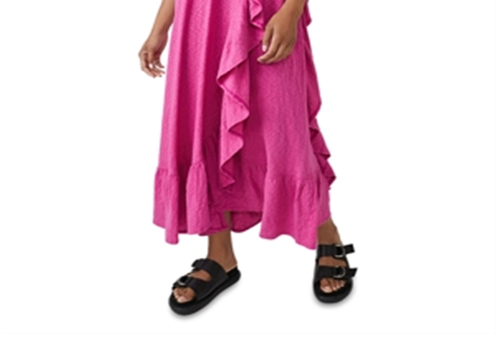 Vestido Elisa Cotton com babados e um ombro só, rosa, tamanho XS, da Free People