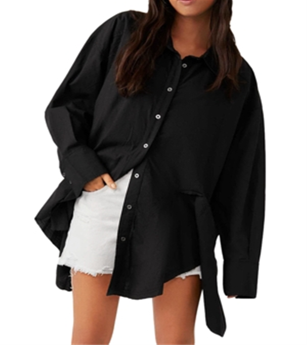 Camisa de popeline Free People Freya preta tamanho G