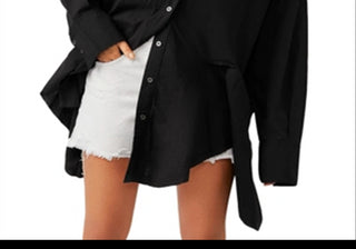 Camisa de popeline Free People Freya preta tamanho G