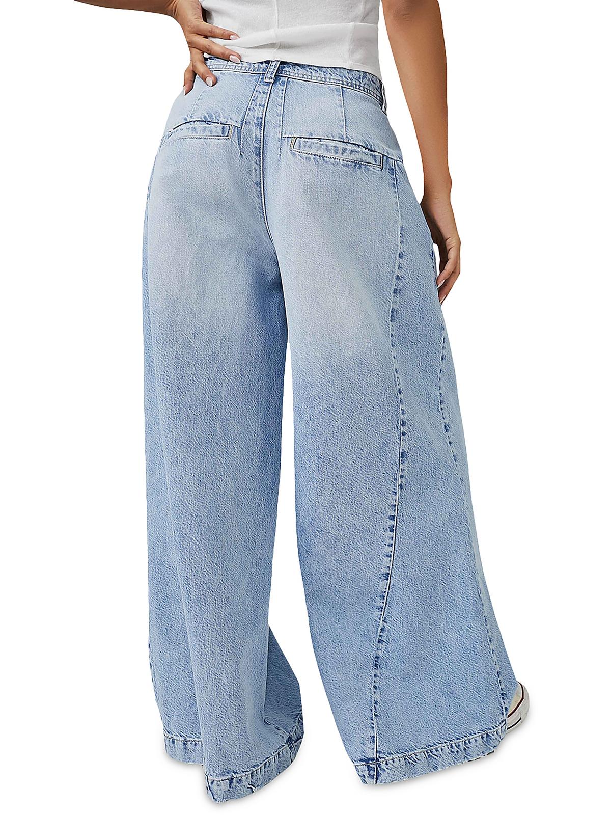 Calça Jeans de Perna Larga Equinox Cotton da Free People Azul Céu Aberto