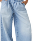 Calça Jeans de Perna Larga Equinox Cotton da Free People Azul Céu Aberto