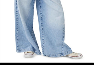 Calça Jeans de Perna Larga Equinox Cotton da Free People Azul Céu Aberto