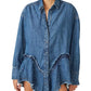 Camisa jeans Free People Freya azul tamanho P