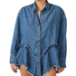 Camisa jeans Free People Freya azul tamanho P