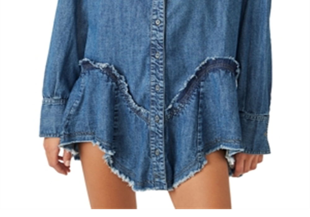 Camisa jeans Free People Freya azul tamanho P
