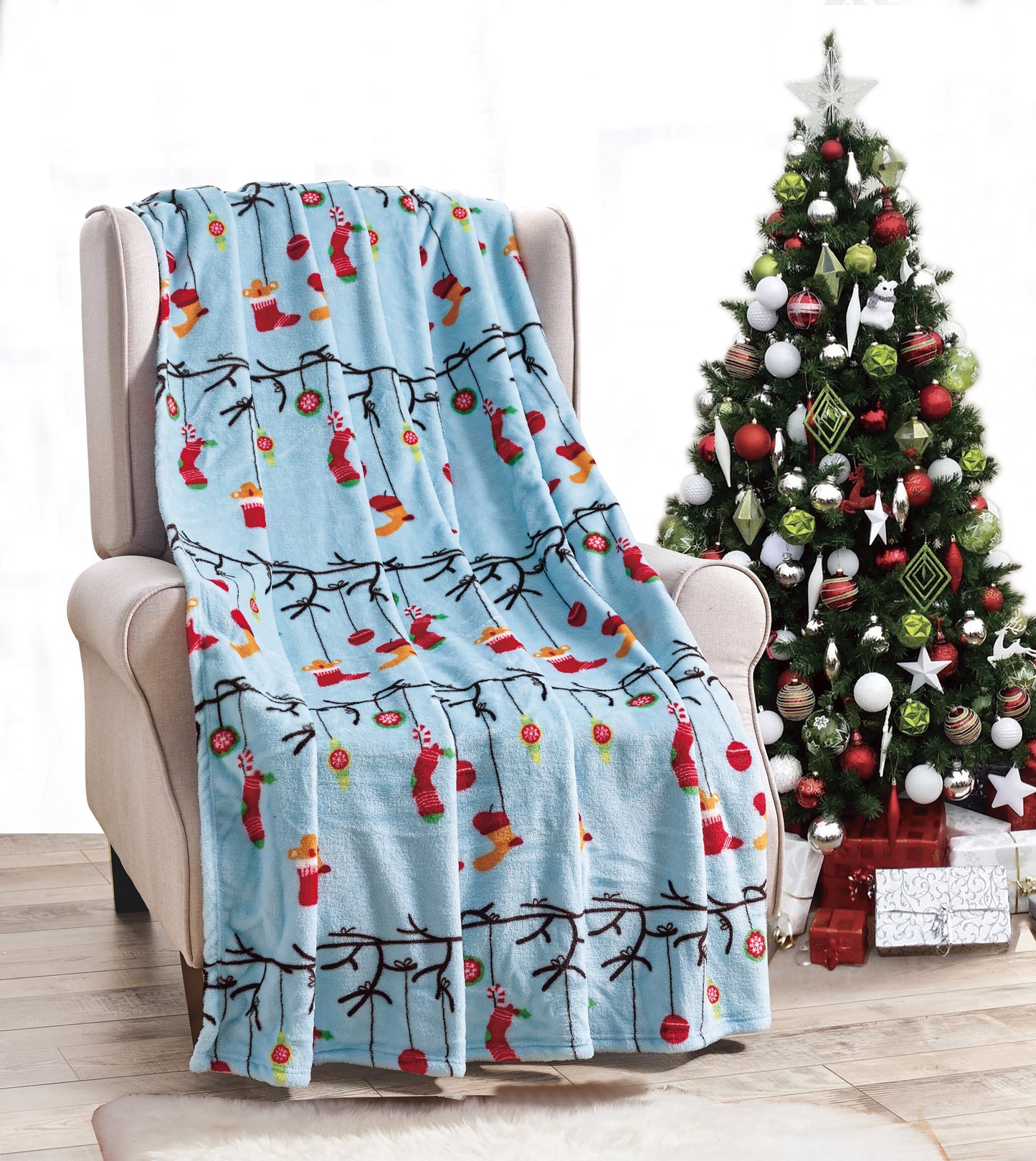 Christmas Blanket Cozy Festive Holiday Throw Blanket 50" x 60"
