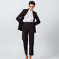 Calças de terno pretas com riscas – Calças de escritório sob medida para mulheres
