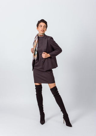 Blazer Luxe Charcoal – Jaqueta de escritório feminina sob medida