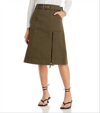3.1 Phillip Lim Saia Midi Utility com Cinto Verde Tamanho 10