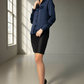 Blusa de seda feminina elegante em azul royal – Top de seda elegante