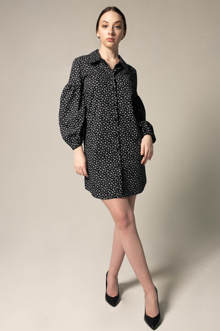 Black Floral Dress in Italian Cotton – Elegant Summer Dress