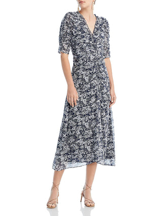 Sea New York Suzie Ruched Midi Dress Navy