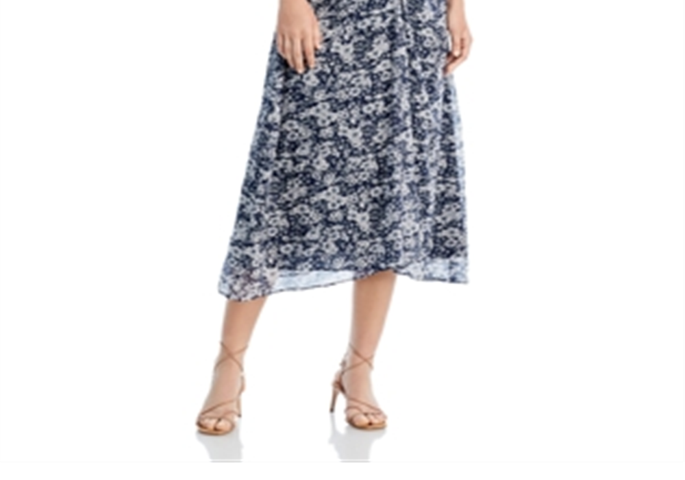 Vestido midi franzido Suzie Sea New York azul marinho