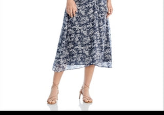 Vestido midi franzido Suzie Sea New York azul marinho