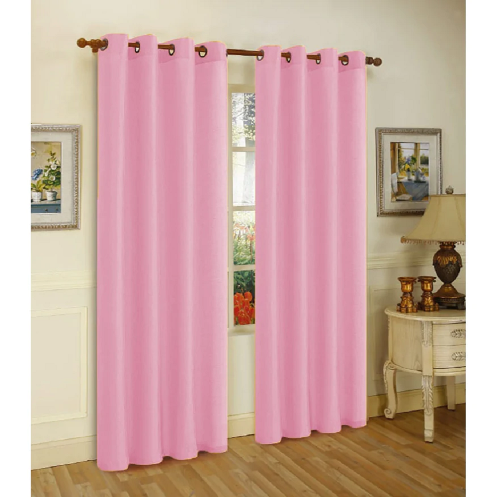 Cortina de janela de seda sintética com ilhós sólidos de 2 painéis J&amp;V TEXTILES com tratamento de 84" de comprimento