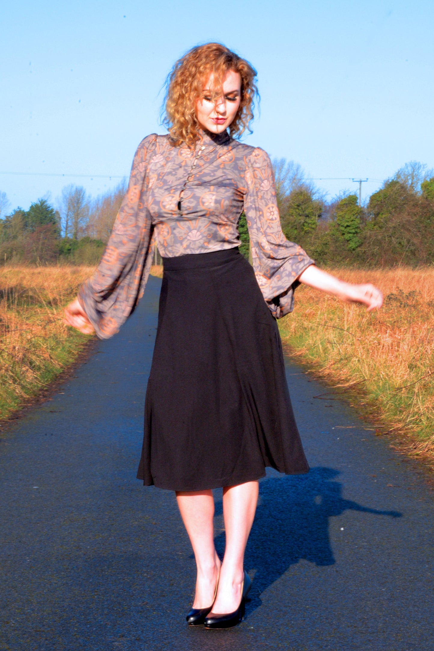 Serafina Top in Royal Woods ITY Jersey  | Laura Byrnes & Hope Johnstun
