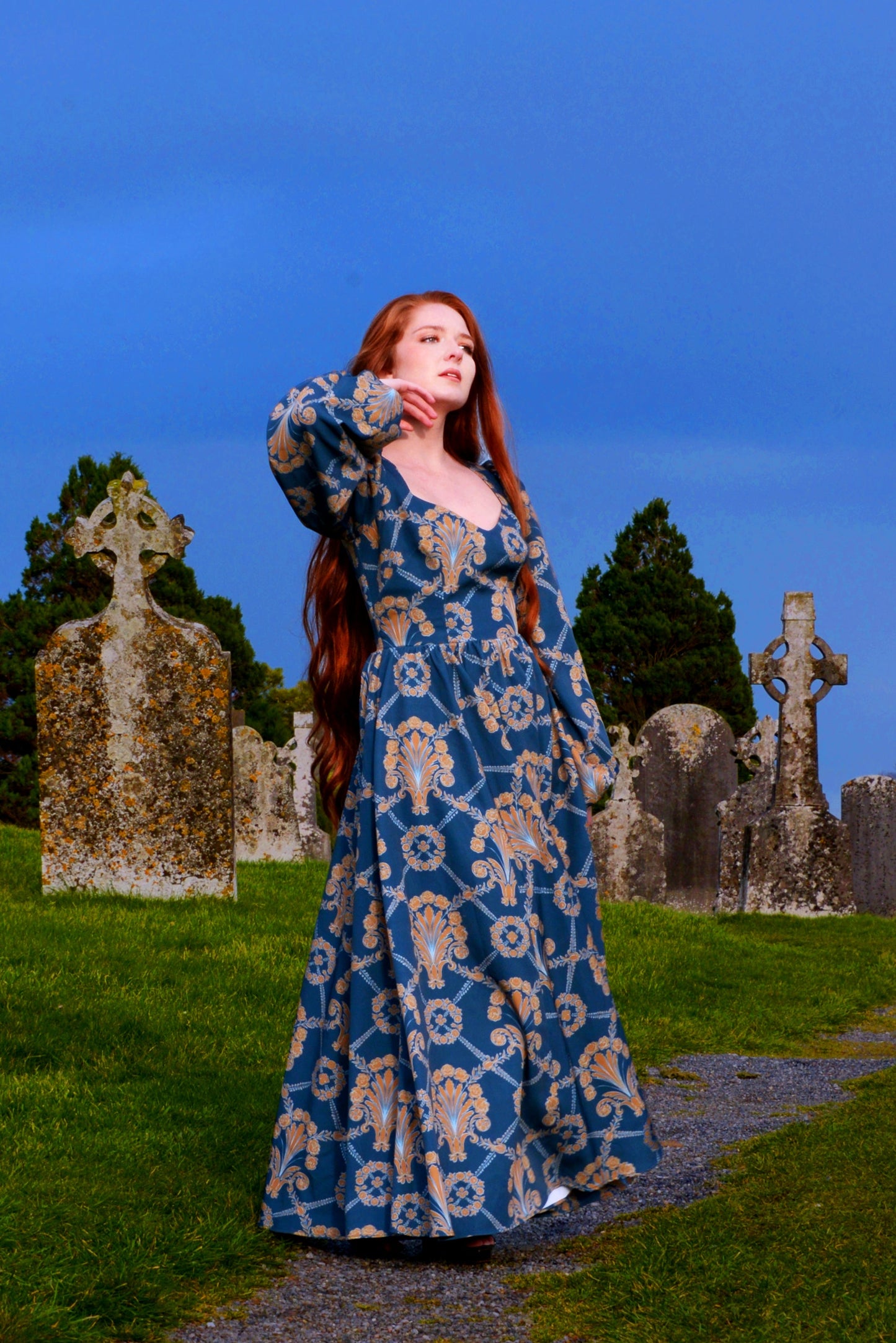 Lucrezia Maxi Gown in Take Me to Galway Crepe | Laura Byrnes & Hope Johnstun