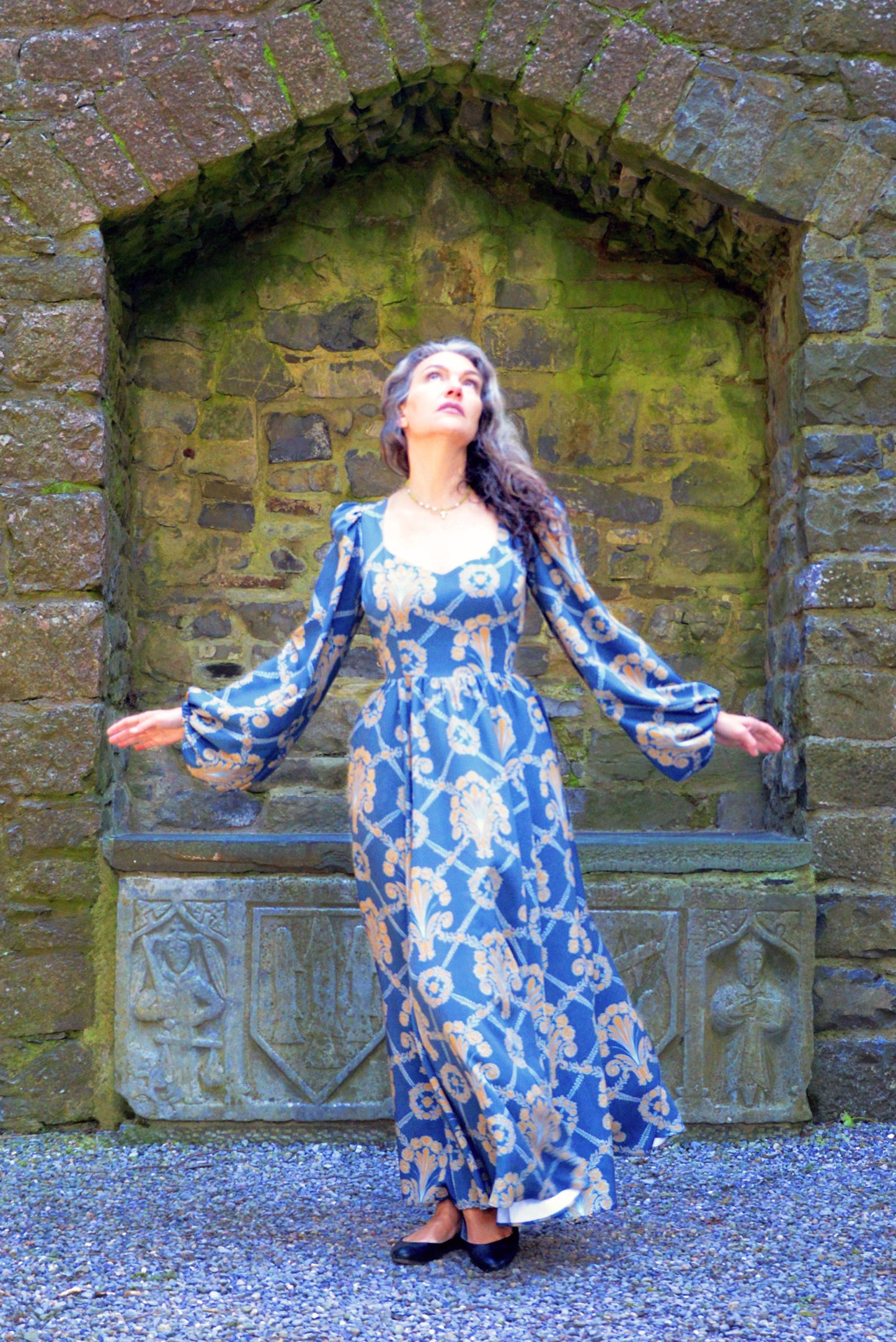 Lucrezia Maxi Gown in Take Me to Galway Crepe | Laura Byrnes & Hope Johnstun