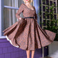 Priscilla Swing Dress in Gold and Black Medallions Print Stretch Twill | Laura Byrnes & Hope Johnstun