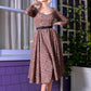 Priscilla Swing Dress in Gold and Black Medallions Print Stretch Twill | Laura Byrnes & Hope Johnstun