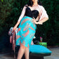 Serena Tulip Wiggle Tie Skirt in Aqua Palm Print | Laura Byrnes & Hope Johnstun