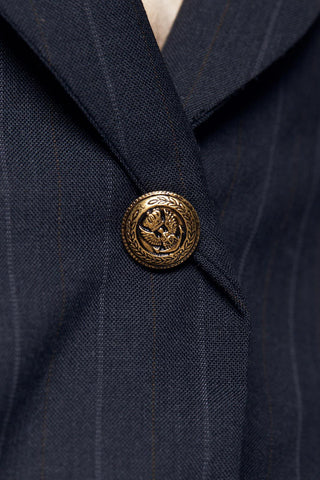 Blazer cinza escuro de alfaiataria – Blazer clássico de abotoamento simples