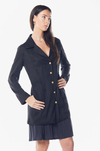 Vestido Blazer Longo Grace em Preto – Vestido Blazer Feminino Sob Medida