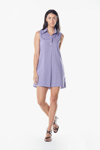 Vestido sem mangas de algodão italiano em roxo – Chic Summer Wear