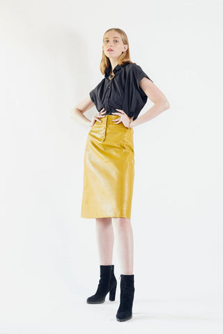 Glossy Vegan Leather Pencil Skirt – Women’s Chic Faux Leather Skirt