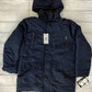 Casaco de inverno acolchoado com capuz e penas para clima frio Barganbin feminino, tamanho grande, azul