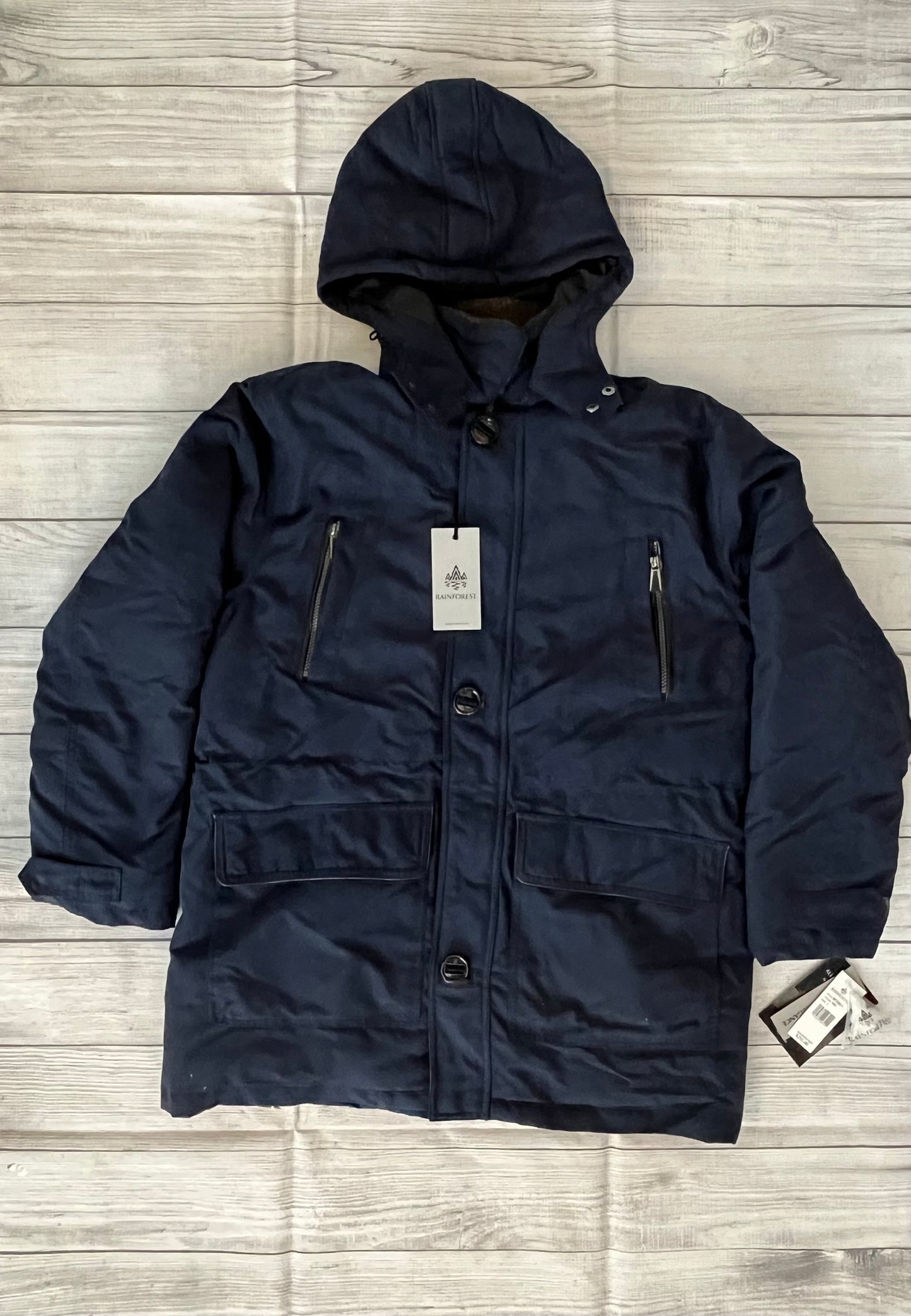 Casaco de inverno acolchoado com capuz e penas para clima frio Barganbin feminino, tamanho grande, azul