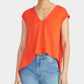 RACHEL Roy Bina Cropped Gola V Top Feminino Vermelho Tamanho P