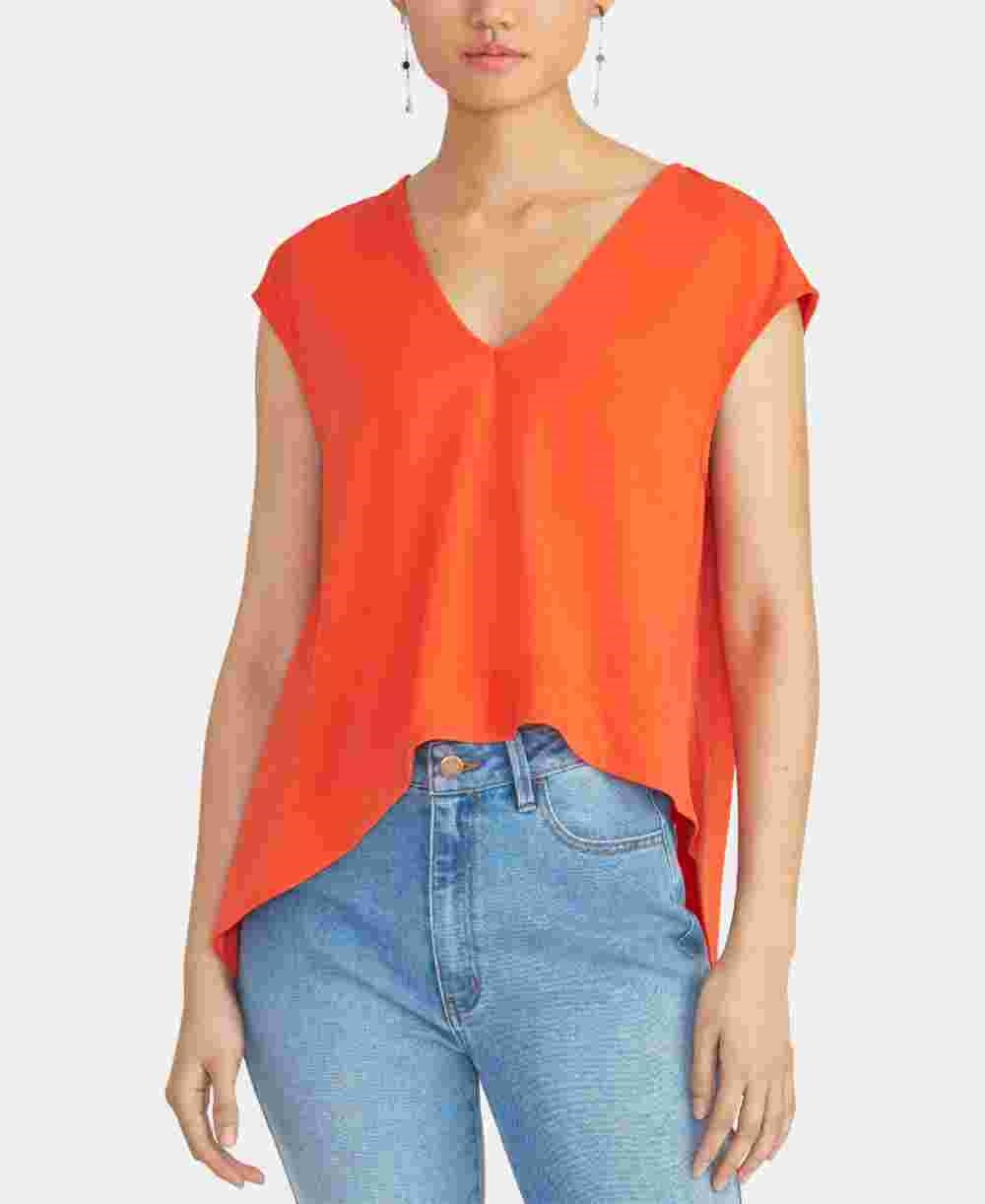 RACHEL Roy Bina Cropped Gola V Top Feminino Vermelho Tamanho P