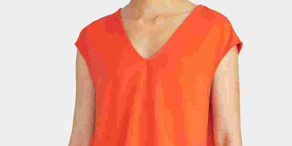 RACHEL Roy Bina Cropped Gola V Top Feminino Vermelho Tamanho P