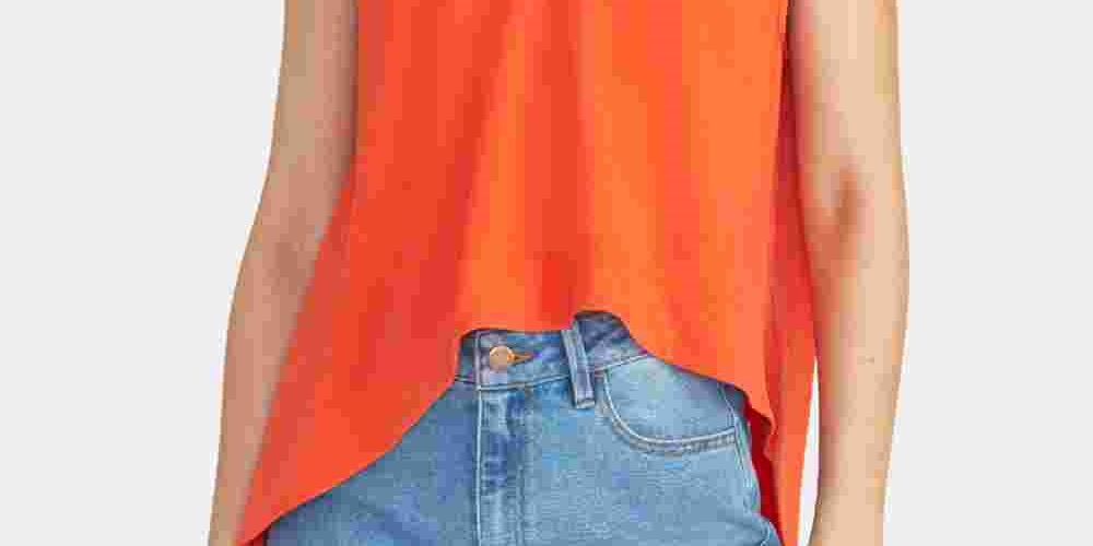 RACHEL Roy Bina Cropped Gola V Top Feminino Vermelho Tamanho P