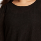 Blusa feminina plus size Calvin Klein de malha ondulada metálica com bainha assimétrica, preta, tamanho 2X