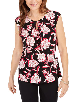 Blusa feminina Kasper com estampa de buraco de fechadura, rosa, tamanho pequeno, médio