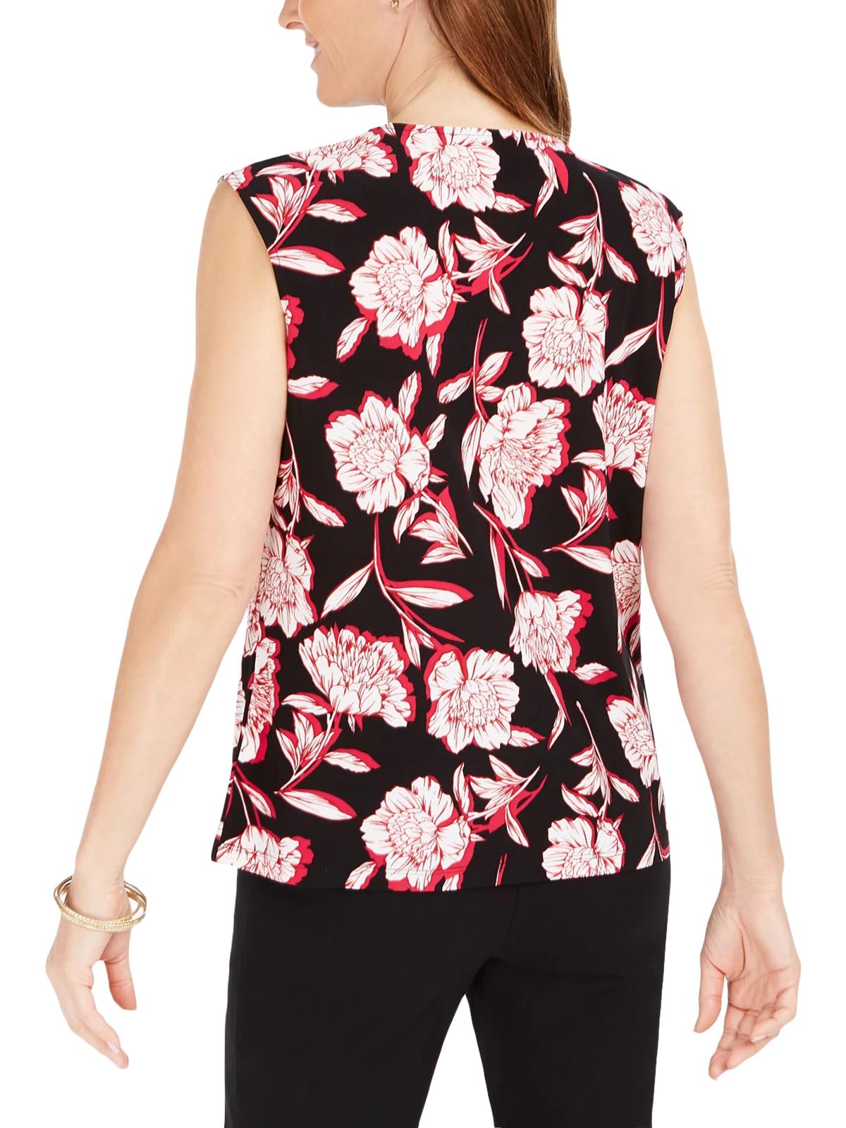 Blusa feminina Kasper com estampa de buraco de fechadura, rosa, tamanho pequeno, médio