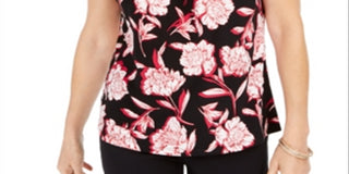 Blusa feminina Kasper com estampa de buraco de fechadura, rosa, tamanho pequeno, médio