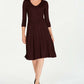 Vestido feminino Jessica Howard manga 3/4 comprimento joelho roxo tamanho pequeno pequeno