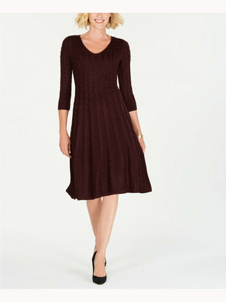 Vestido feminino Jessica Howard manga 3/4 comprimento joelho roxo tamanho pequeno pequeno