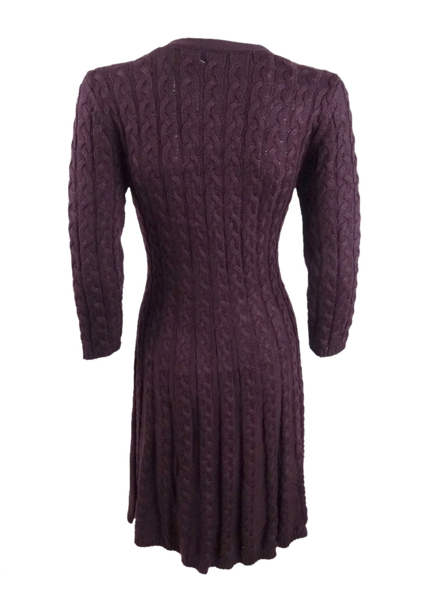 Vestido feminino Jessica Howard manga 3/4 comprimento joelho roxo tamanho pequeno pequeno