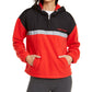Tommy Hilfiger Moletom com capuz feminino com bolsos e blocos de cores, manga comprida e zíper, tamanho médio, vermelho