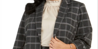 Calvin Klein Blazer Xadrez Feminino Cinza Tamanho 16W