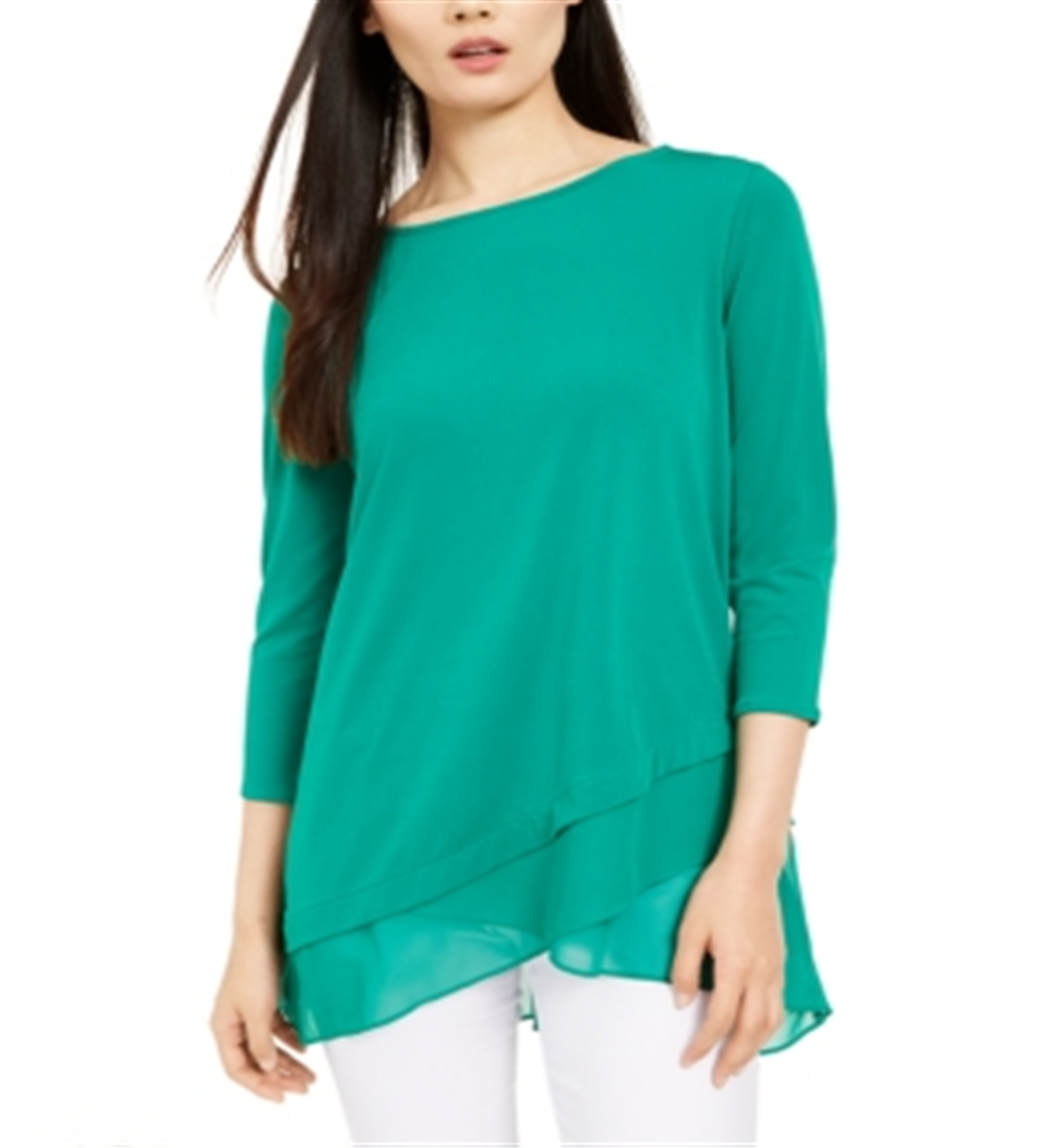 Túnica Alfani Feminina Translúcida com Bainha Cruzada Verde Tamanho X-G