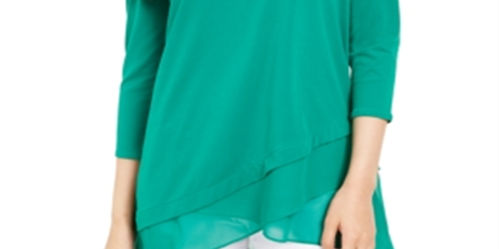 Túnica Alfani Feminina Translúcida com Bainha Cruzada Verde Tamanho X-G